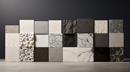 Chic Monochrome Marble and Stone Tile Samples