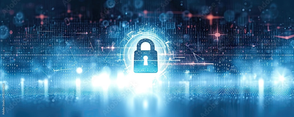 Aufkleber network security locked in digital age concept of protection in cyber world safe from hacker with pa