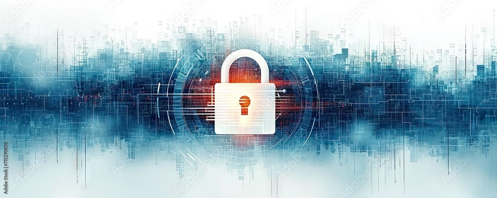 Aufkleber network security locked in digital age concept of protection in cyber world safe from hacker with pa