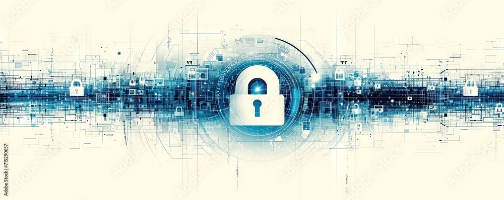 Aufkleber network security locked in digital age concept of protection in cyber world safe from hacker with pa