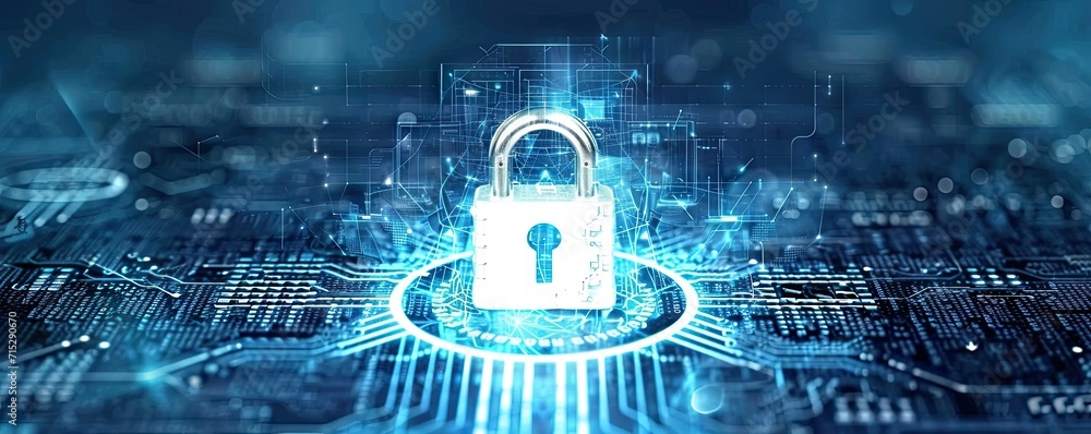 Aufkleber network security locked in digital age concept of protection in cyber world safe from hacker with pa