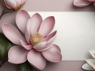 Template with magnolia flower. AI 