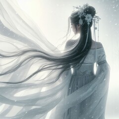 Classical Chinese beauty in the snow with Generative AI.