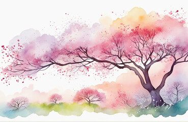 Watercolor cherry blossoms. AI