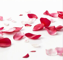 Red rose petals. AI