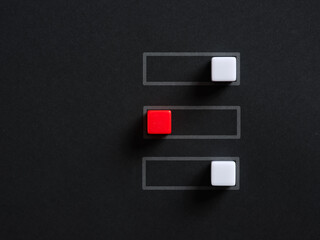 On and off switches with one of the switches is off.