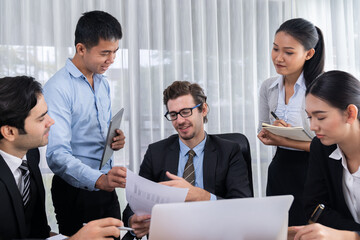 Diverse of business people from various ethnic group working in modern office environment....