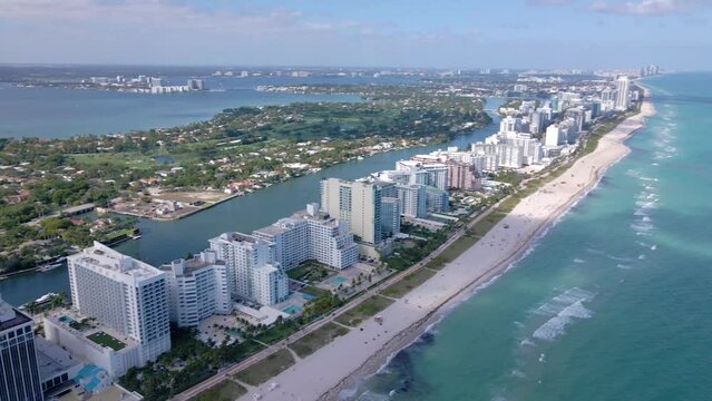 Aerial view of South Beach Miami Florida
