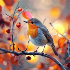 Fototapeta premium Bright birds in nature. Bright colorful birds in the forest, on a tree, on a branch. Nature. Wallpaper.