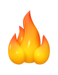 Emoji flame fire bonfire. Emotion 3d cartoon icon. Vector illustration