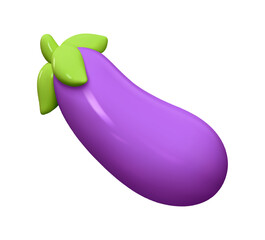 Emoji eggplant vegetable. Emotion 3d cartoon icon. Vector illustration