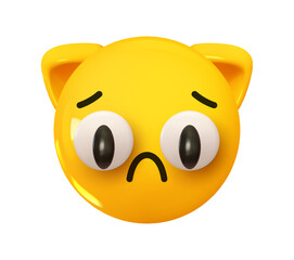 Cat Emoji. Emotion 3d cartoon icon. Animal emoticon. Vector illustration
