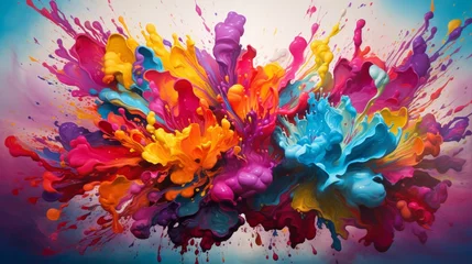 Fotobehang An explosion of vivid hues creating a captivating and energetic backdrop, evoking a sense of joy and excitement in this vibrant composition. © baloch