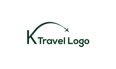 Letter K Travel Logo Concept With Paper Plane Icon Vector Template