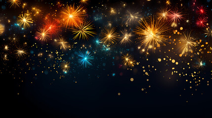 Obraz premium Beautiful creative holiday background with fireworks and sparkles