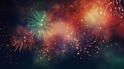 Beautiful creative holiday background with fireworks and sparkles