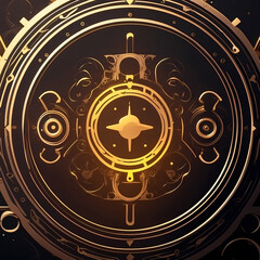 Obraz premium golden clock look alike logo design 