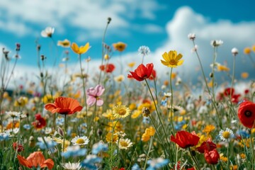 Obraz na płótnie Canvas Vibrant wildflowers blooming in a meadow.