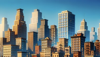 Fototapeta na wymiar Blueprints Brought to Life: City of Skyscrapers Generative AI.