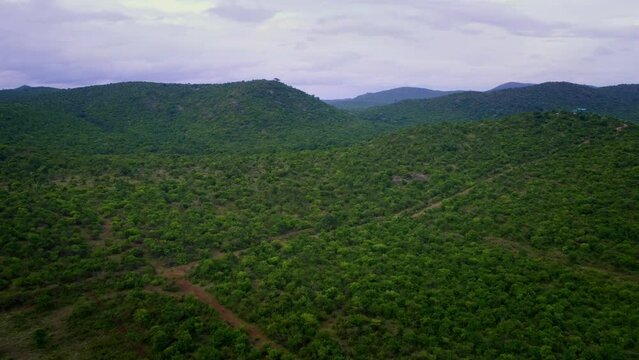Drone shot of Bandipur Villege in Karnataka. Bandipur is famous for bandipur tiger reserves.
