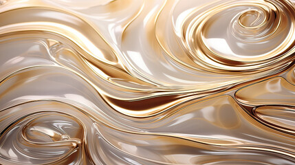 Metallic foiling abstract background, a combination of swirls, curves, and reflective surfaces, a visually dynamic and opulent visual display Ai Generative


