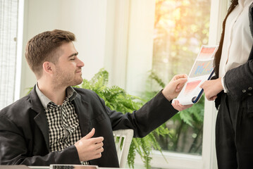 Business strategy team report chart, graph, infographic data analyze financial report plan. Hands...