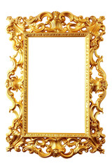 Vertical golden frame on a transparent background 