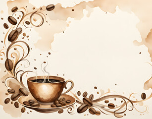 watercolor-illustration-of-coffee-frame-in-minimalist-styleno-background-watercolor-trending