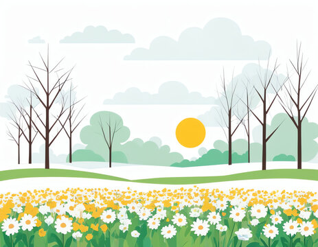 sunny weather on spring season for greeting cards, posters, or social media