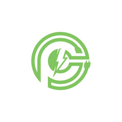 Power Electric Letter P Logo Vector - obrazy, fototapety, plakaty