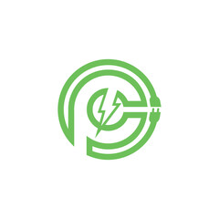 Power Electric Letter P Logo Vector - obrazy, fototapety, plakaty