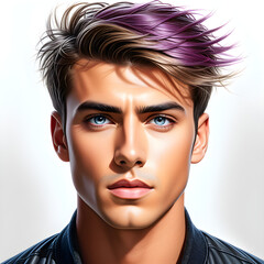 Elegant Men's Grooming Artistry: Dazzling Hair Designs and the Vibrant Performance of Trends.(Generative AI)

