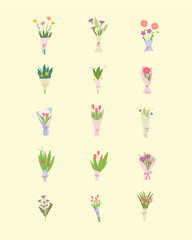 Unique and Feminine Bouquet Flower Illustration Design Set