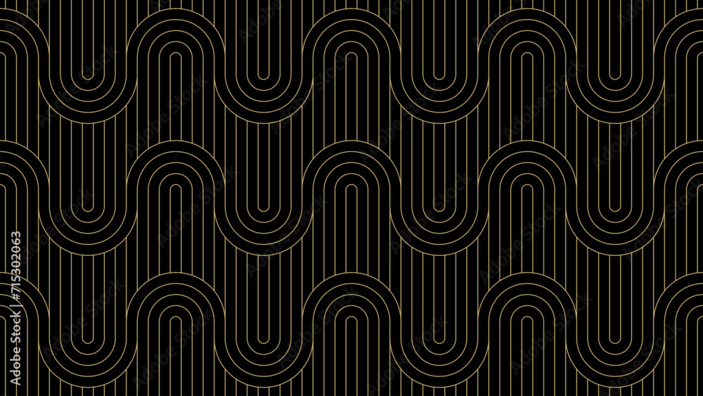 Poster luxury gold background pattern seamless geometric wave line circle abstract design vector. christmas