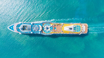 Cruise Ship, Cruise Liners beautiful white cruise ship above luxury cruise in the ocean concept...