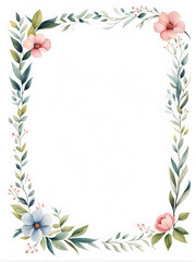 Fototapeta premium floral-and-leafy-frame-in-minimalist-watercolor-style-floating-with-no-background-accented-by