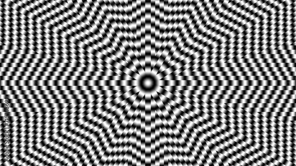 Poster monochrome pulsing fiery flower. optical illusion of movement.