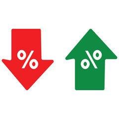 Percentage arrow up and down line icon. Percentage arrow with percent sign. Design concept for banking, credit, interest rate, finance and money sphere