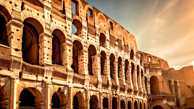 Colosseum in Rome, Italy. Ancient Rome. History and Travel concept.