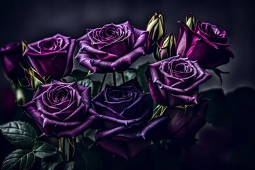 bouquet of purpule roses