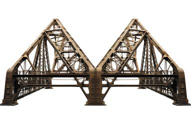 Look at the Design and Function of a Constructed Truss Bridge on a White or Clear Surface PNG Transparent Background.