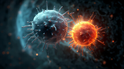 Virus cells abstract science concept, medical research background