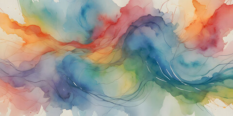Colorful Watercolor Splash with Grunge Texture and Artistic Smoke on Vintage Paper Background
