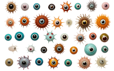 Functionality and Amusement with a Range of Googly Eye Assortments on a White or Clear Surface PNG Transparent Background.