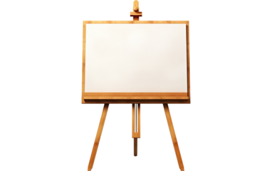 Variety and Application of Wooden Easels in Different Studios on a White or Clear Surface PNG Transparent Background.