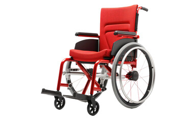 Fototapeta na wymiar Independence with a Stylish Red Wheelchair for Enhanced Comfort on a White or Clear Surface PNG Transparent Background.
