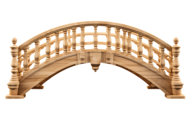 Tranquil Stroll Across a Wooden Footbridge in Nature Embrace on a White or Clear Surface PNG Transparent Background.