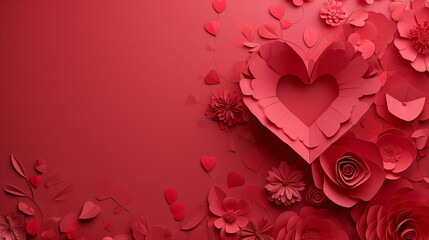 Valentine's day paper art cut background with copy space