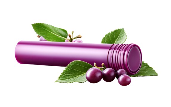 Nourishing Bliss with Acai Berry Lip Balm in Convenient Tube for Lips Hydration on a White or Clear Surface PNG Transparent Background.