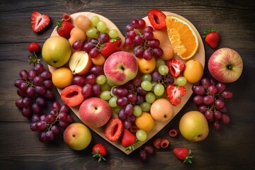 Naklejka na ściany i meble heart and fruits. Generative AI